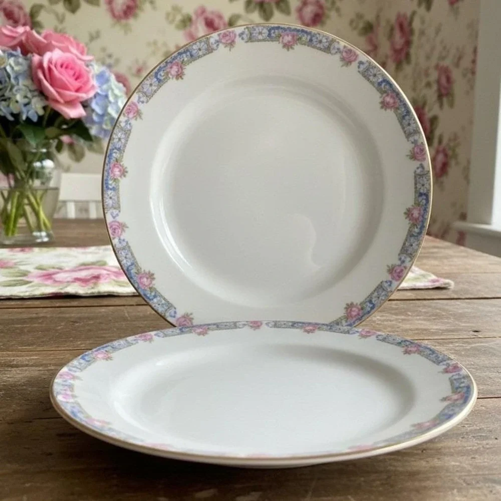 Carrollton H Salad Plates, Set of 2, Vintage Queen Anne Floral‎ Bone China